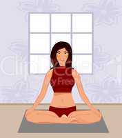 young woman yoga in gym