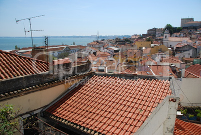 Alfama rooftops view in Lisbon