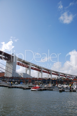 Lisbon's docks under April 25th bridge