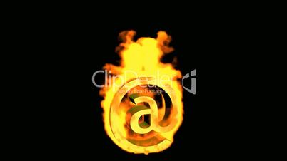 Internet fire symbol,@ mail.