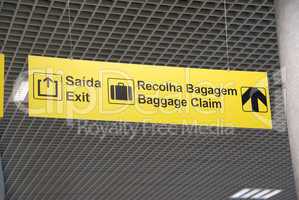 Exit and baggage claim sign