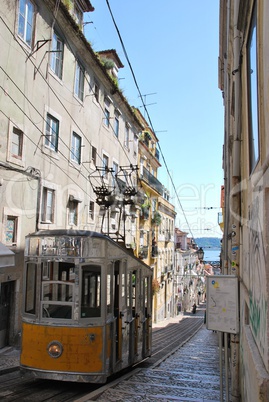 Bica elevator tram in Lisbon, Portugal