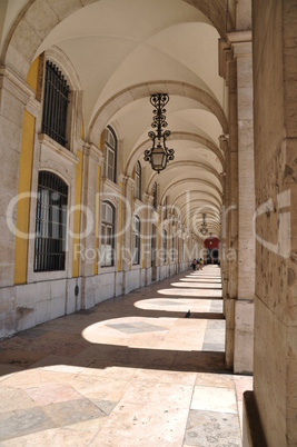 Commerce square arcades in Lisbon