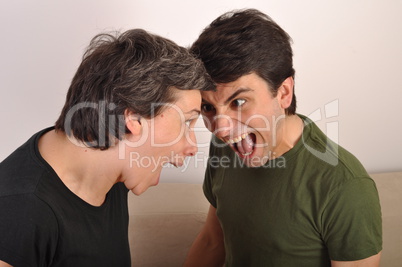 Woman and man yelling face to face