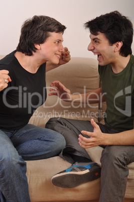 Woman and man yelling face to face