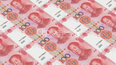 Printing Money Animation,100 RMB bills.