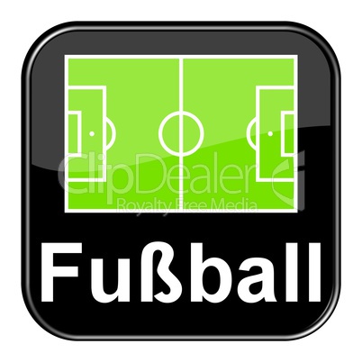 Glossy Button schwarz - Fußball