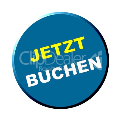 Button Blau rund - Jetzt buchen