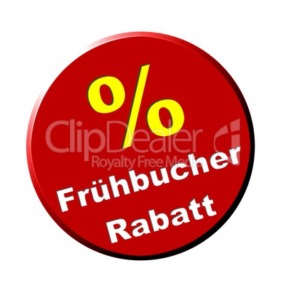 Button rund rot - Frühbucherrabatt