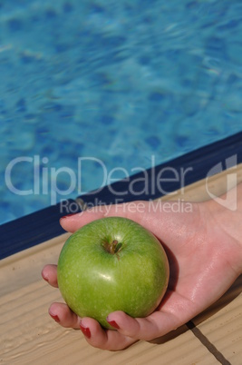 Woman holding apple