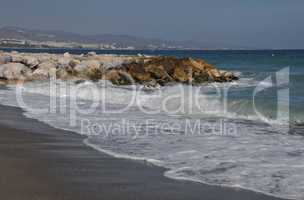 Puerto Banus beach and stone pier