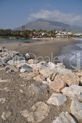 Puerto Banus beach and bridge