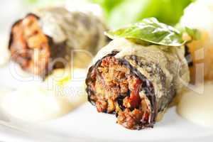 closeup of stuffed cabbage rolls on a plate