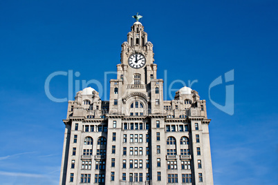 Liver Buildings on Liverpool waterfront