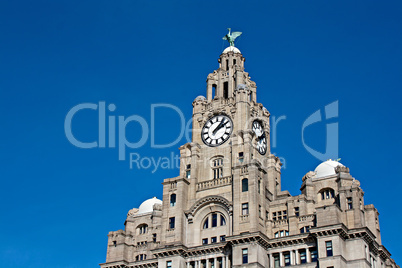 Liver Buildings on Liverpool waterfront