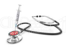 Sucsessfull Diagnosis Concept with Stethoscope and syringe
