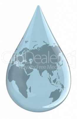 Water droplet with World Map