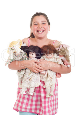 Little girl with dolls