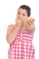 Girl offering chips
