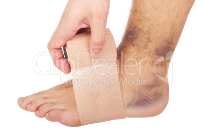 Bandaging a sprained ankle