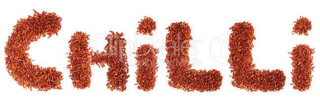 Chilli written with chilli peppers