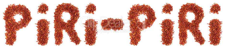 Piri-Piri written with chilli peppers