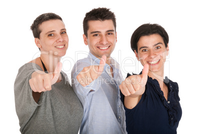 Brother and sisters showing thumbs up
