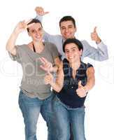 Brother and sisters gesturing