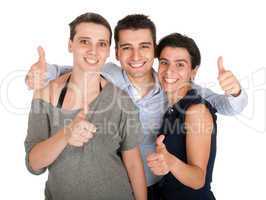 Brother and sisters showing thumbs up