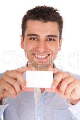 Man holding card