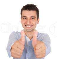 Man showing thumbs up