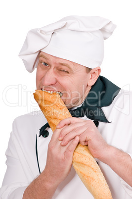 funny chef with loaf