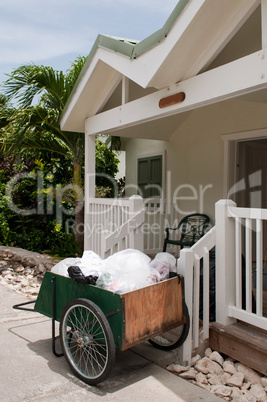 Cleaning cart outside villa