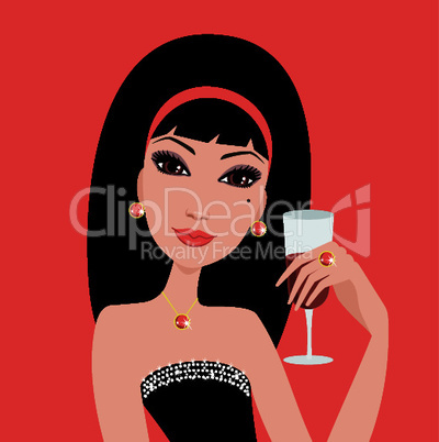 Beautiful woman with a wine glass.