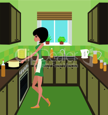 Young woman on kitchen