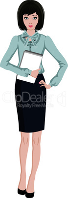 Business woman. White background