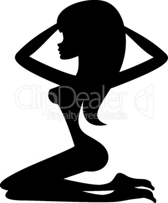 Silhouette of the woman on a white background