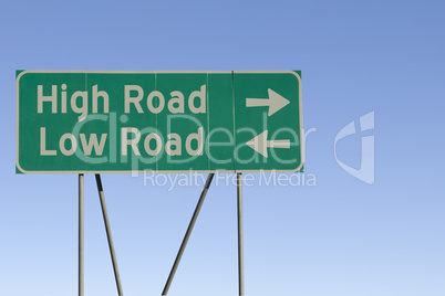 High and low road sign.