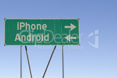 iPhone or Android road sign