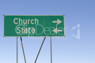 Church or state - road sign