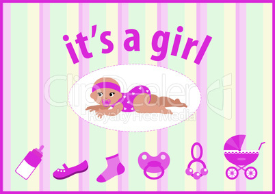 Baby girl arrival announcement card