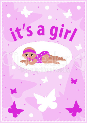 Baby girl arrival announcement card