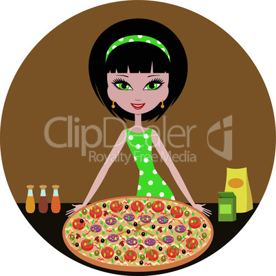 Girl with pizza