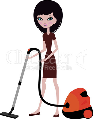 Pretty girl with vacuum cleaner