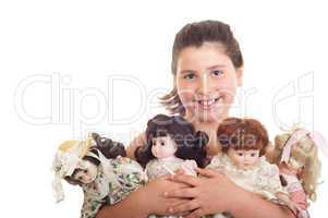 Little girl with dolls