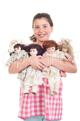 Little girl with dolls