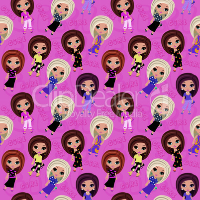 Seamless girls pattern.