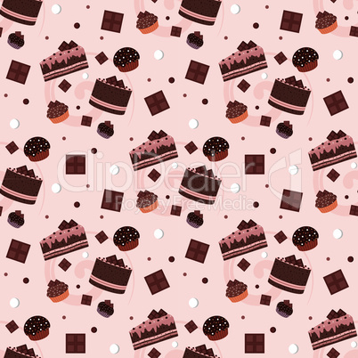 Seamless chocolate cakes pattern