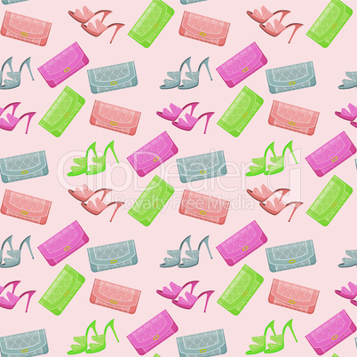 Seamless bags and shoes pattern