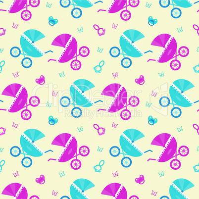 Seamless baby carriages pattern